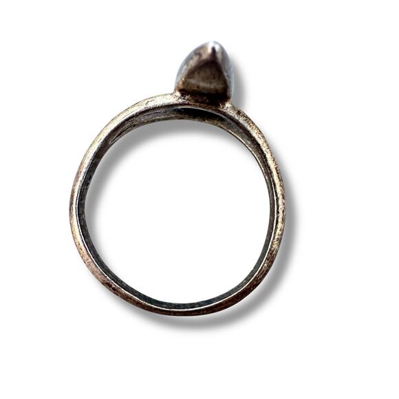 Vintage Sterling Silver Turquoise Chip Inlay Southwest Marquise 925 Band Ring 8 - Picture 4 of 5